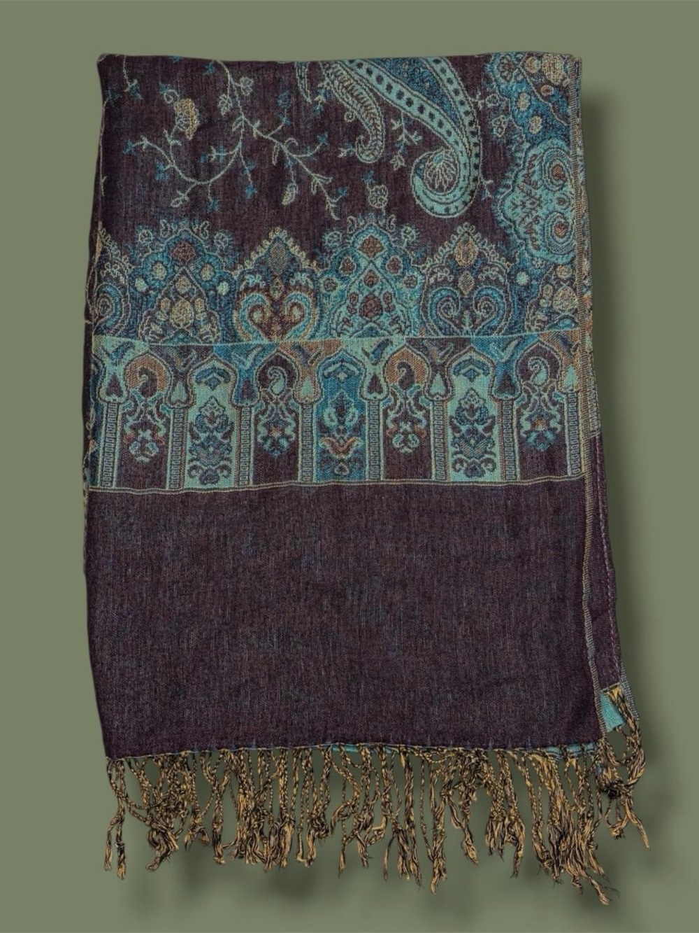 Y2K Purple Paisley Pashmina Scarf Boho Hippie Whimsygoth Festival